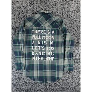 Gypsy Warrior Plaid Graphic Print Button Down Top Size XS
